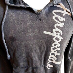 XL Aeropostale Hoodie Gray Pullover New York Kangaroo Pocket Trashed Distress